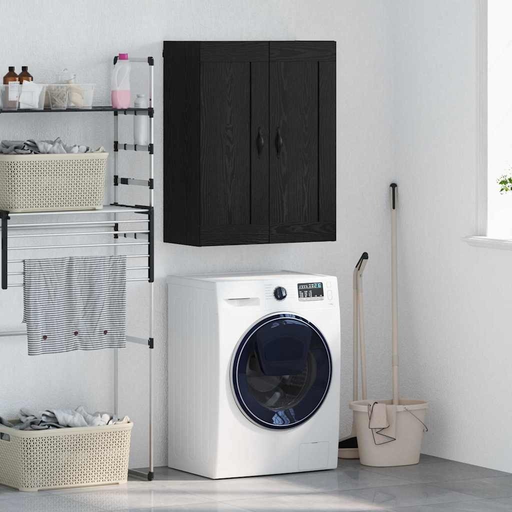 VidaXL Wandkast Zwart Eiken 69,5 x 34 x 90 cm Bewerkt hout