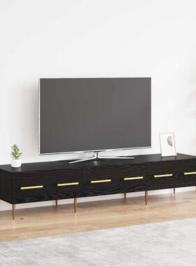 VidaXL TV-kast met lade Zwart Eiken 150 x 36 x 30 cm Bewerkt hout