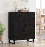 VidaXL Dressoir met lade Zwart Eiken 69,5 x 34 x 90 cm Bewerkt hout