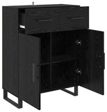 VidaXL Dressoir met lade Zwart Eiken 69,5 x 34 x 90 cm Bewerkt hout