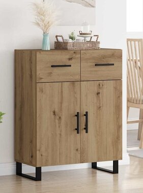 VidaXL Dressoir met lade Artisan Eiken 69,5 x 34 x 90 cm Bewerkt hout