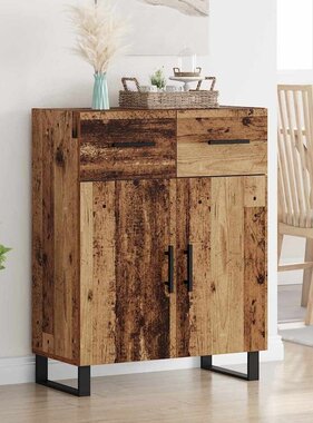 VidaXL Dressoir met lade Oud Hout 69,5 x 34 x 90 cm Bewerkt hout