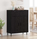 VidaXL Dressoir met lade Zwart Eiken 69,5 x 34 x 90 cm Bewerkt hout