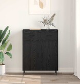 VidaXL Dressoir met lade Zwart Eiken 69,5 x 34 x 90 cm Bewerkt hout