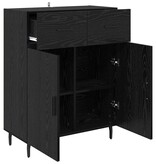 VidaXL Dressoir met lade Zwart Eiken 69,5 x 34 x 90 cm Bewerkt hout