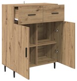 VidaXL Dressoir met lade Artisan Eiken 69,5 x 34 x 90 cm Bewerkt hout
