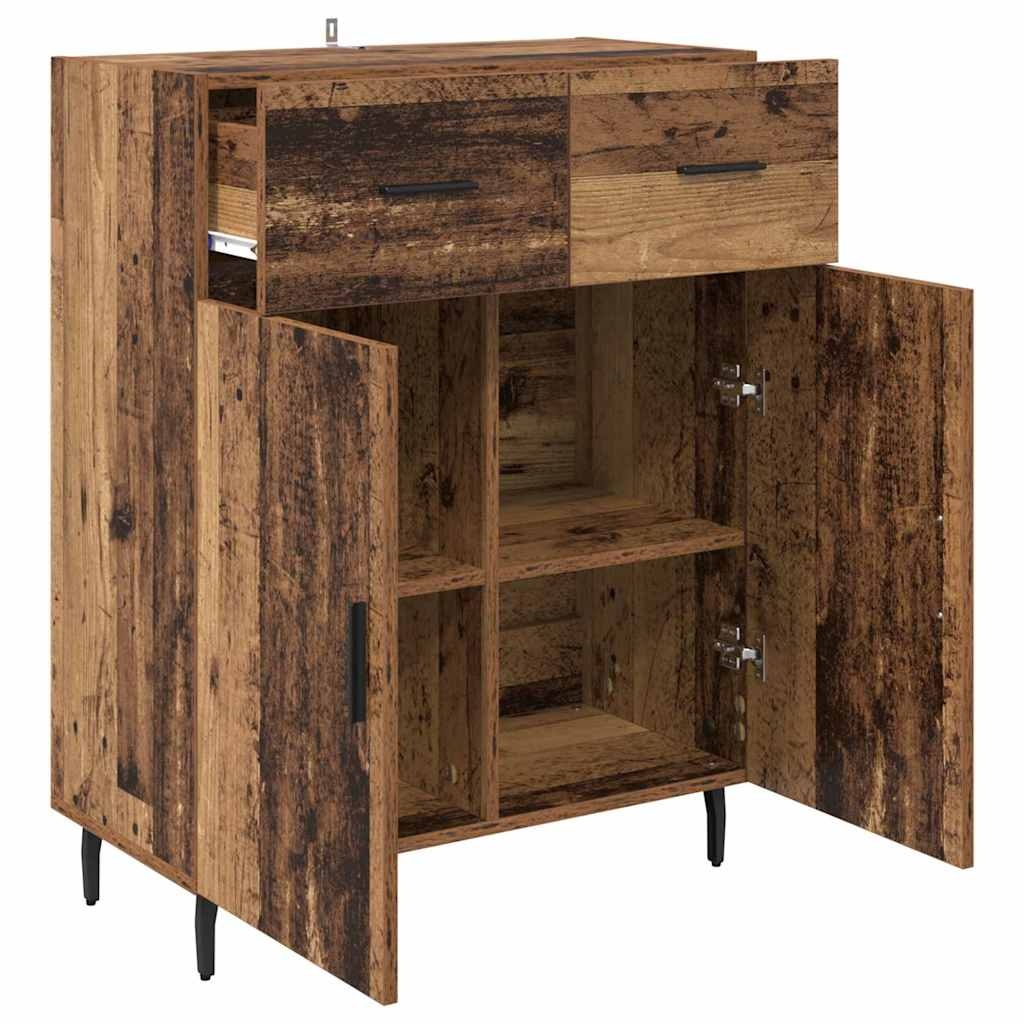 VidaXL Dressoir met lade Oud Hout 69,5 x 34 x 90 cm Bewerkt hout