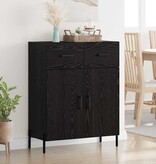 VidaXL Dressoir met lade Zwart Eiken 69,5 x 34 x 90 cm Bewerkt hout