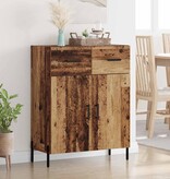 VidaXL Dressoir met lade Oud Hout 69,5 x 34 x 90 cm Bewerkt hout