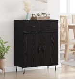 VidaXL Dressoir met lade Zwart Eiken 69,5 x 34 x 90 cm Bewerkt hout