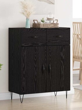 VidaXL Dressoir met lade Zwart Eiken 69,5 x 34 x 90 cm Bewerkt hout