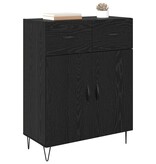 VidaXL Dressoir met lade Zwart Eiken 69,5 x 34 x 90 cm Bewerkt hout