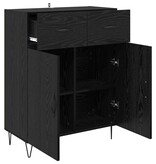 VidaXL Dressoir met lade Zwart Eiken 69,5 x 34 x 90 cm Bewerkt hout