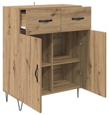 VidaXL Dressoir met lade Artisan Eiken 69,5 x 34 x 90 cm Bewerkt hout