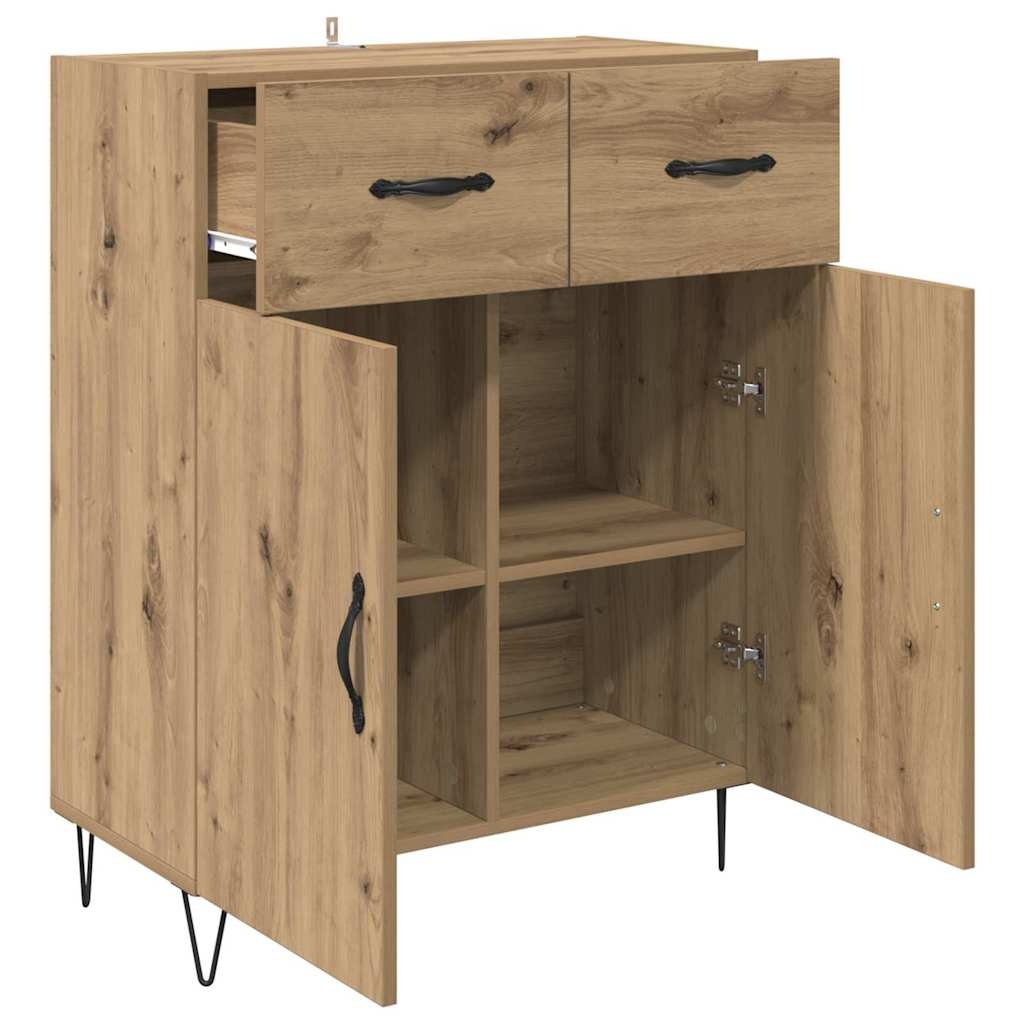VidaXL Dressoir met lade Artisan Eiken 69,5 x 34 x 90 cm Bewerkt hout