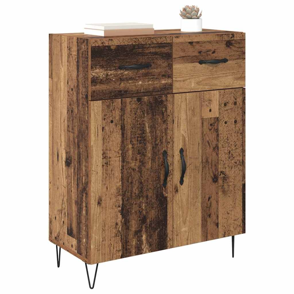 VidaXL Dressoir met lade Oud Hout 69,5 x 34 x 90 cm Bewerkt hout