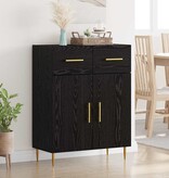 VidaXL Dressoir met lade Zwart Eiken 69,5 x 34 x 90 cm Bewerkt hout