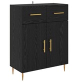 VidaXL Dressoir met lade Zwart Eiken 69,5 x 34 x 90 cm Bewerkt hout