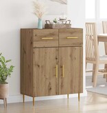 VidaXL Dressoir met lade Artisan Eiken 69,5 x 34 x 90 cm Bewerkt hout