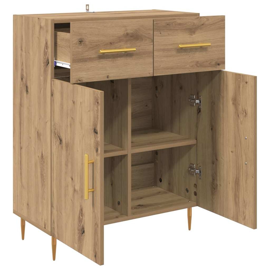 VidaXL Dressoir met lade Artisan Eiken 69,5 x 34 x 90 cm Bewerkt hout