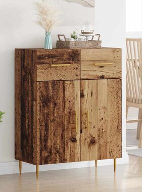 VidaXL Dressoir met lade Oud Hout 69,5 x 34 x 90 cm Bewerkt hout