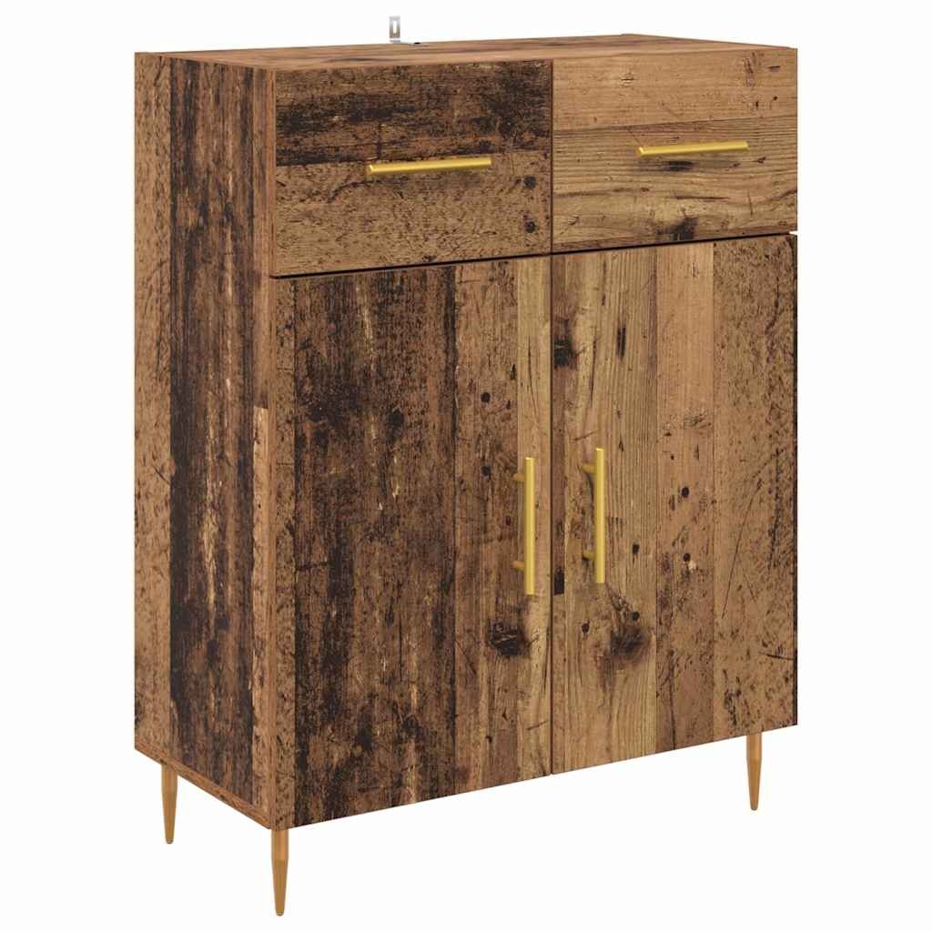 VidaXL Dressoir met lade Oud Hout 69,5 x 34 x 90 cm Bewerkt hout