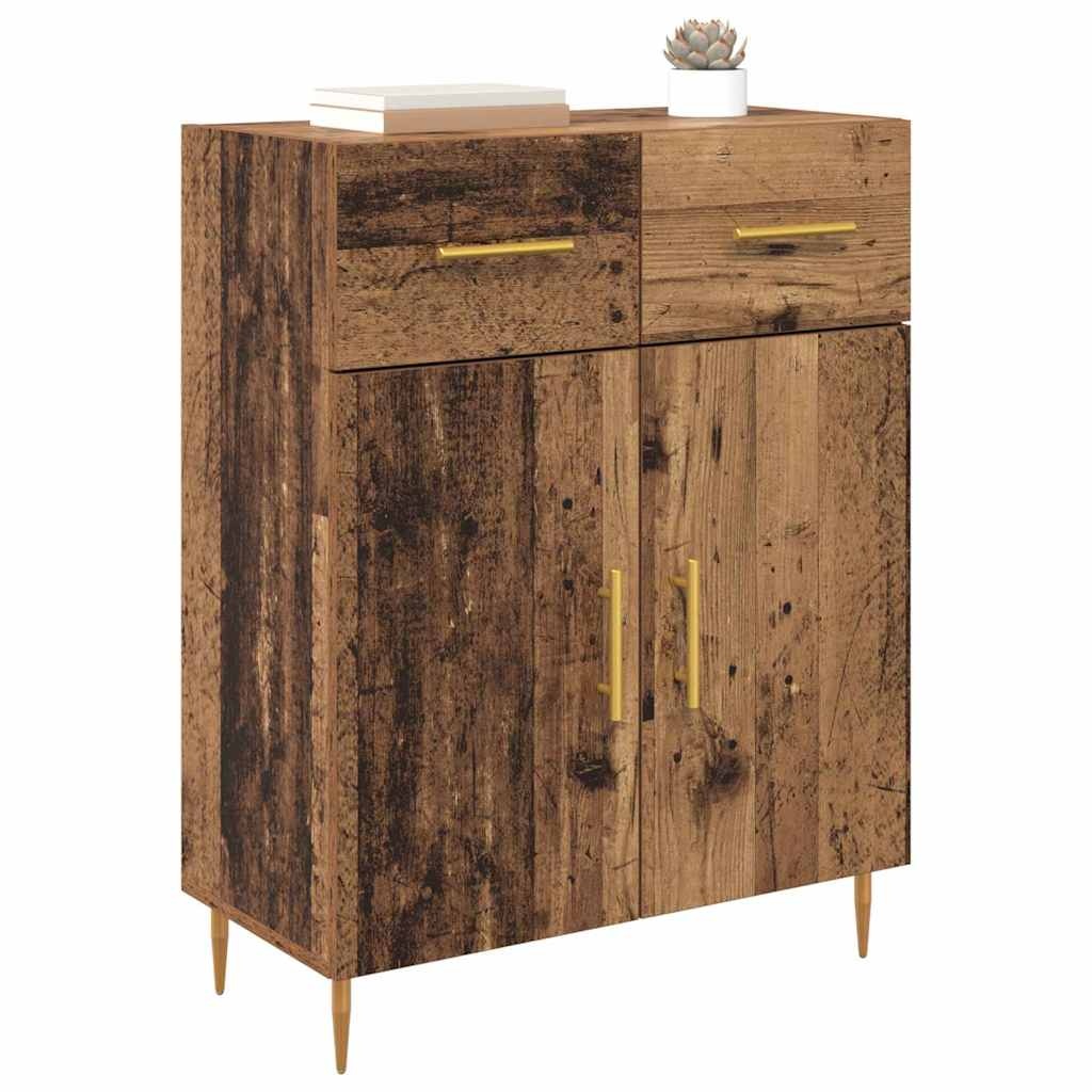 VidaXL Dressoir met lade Oud Hout 69,5 x 34 x 90 cm Bewerkt hout