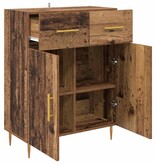 VidaXL Dressoir met lade Oud Hout 69,5 x 34 x 90 cm Bewerkt hout