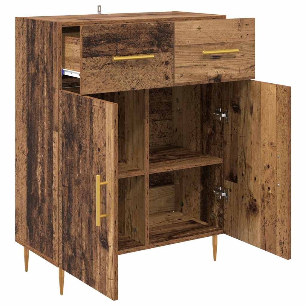 VidaXL Dressoir met lade Oud Hout 69,5 x 34 x 90 cm Bewerkt hout