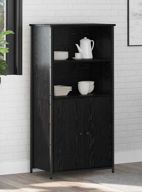 VidaXL Highboard Zwart Eiken 62 x 36 x 121,5 cm Bewerkt hout
