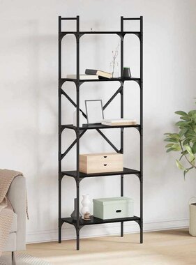 VidaXL Boekenkast Zwart Eiken 56 x 32 x 174 cm Bewerkt hout