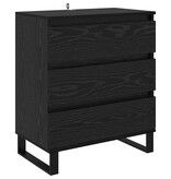 VidaXL Dressoir met lade Zwart Eiken 60 x 35 x 70 cm Bewerkt hout