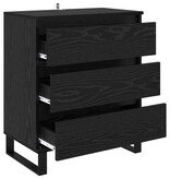VidaXL Dressoir met lade Zwart Eiken 60 x 35 x 70 cm Bewerkt hout