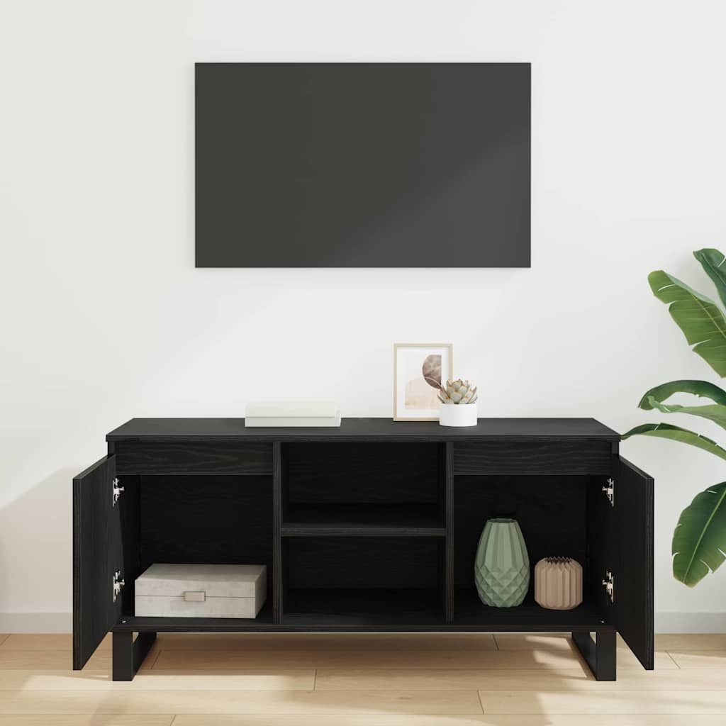 VidaXL TV-kast Zwart Eiken 104 x 35 x 50 cm Bewerkt hout