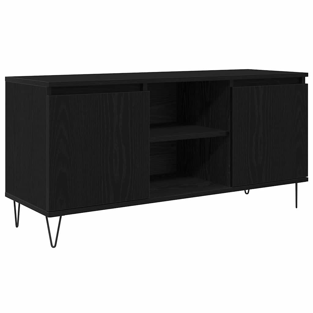 VidaXL TV-kast Zwart Eiken 104 x 35 x 50 cm Bewerkt hout