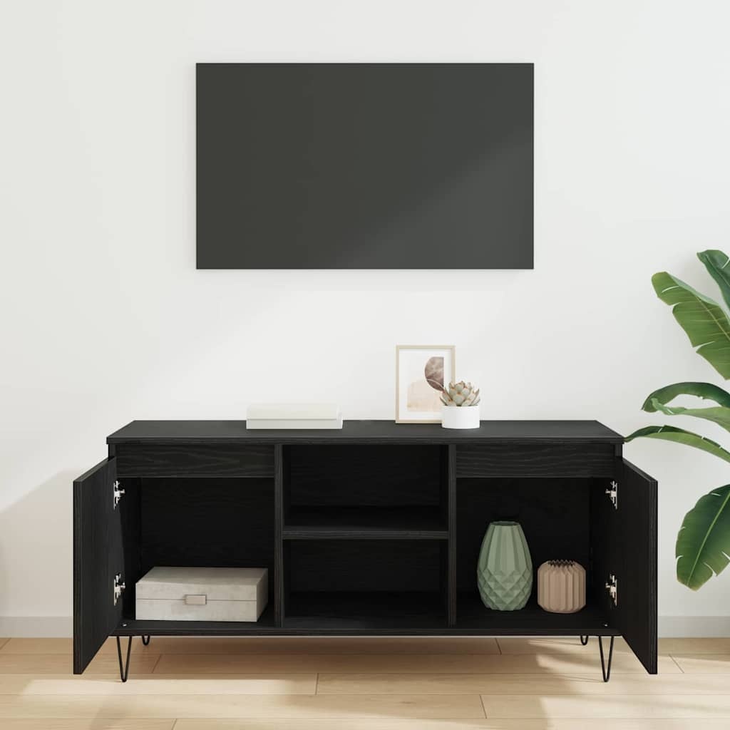 VidaXL TV-kast Zwart Eiken 104 x 35 x 50 cm Bewerkt hout