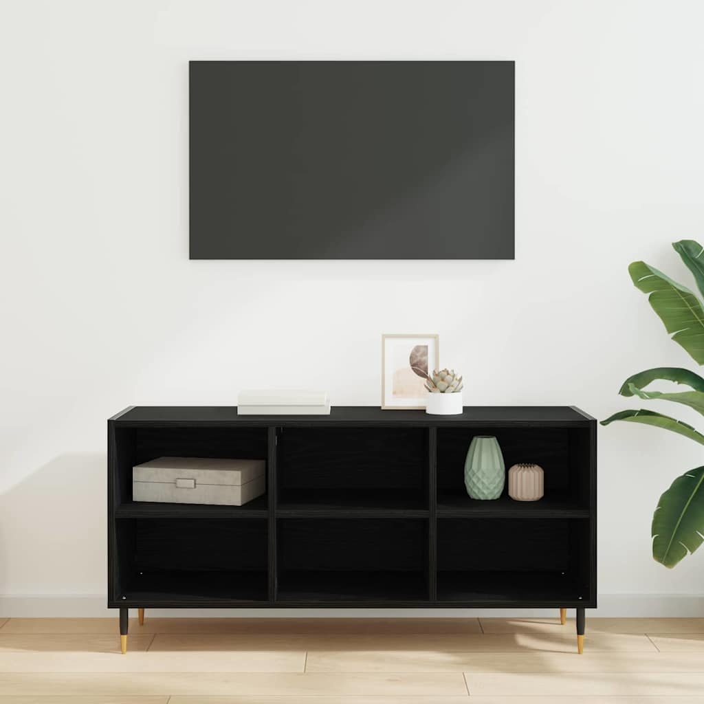 VidaXL TV-kast Zwart Eiken 103,5 x 30 x 50 cm Bewerkt hout