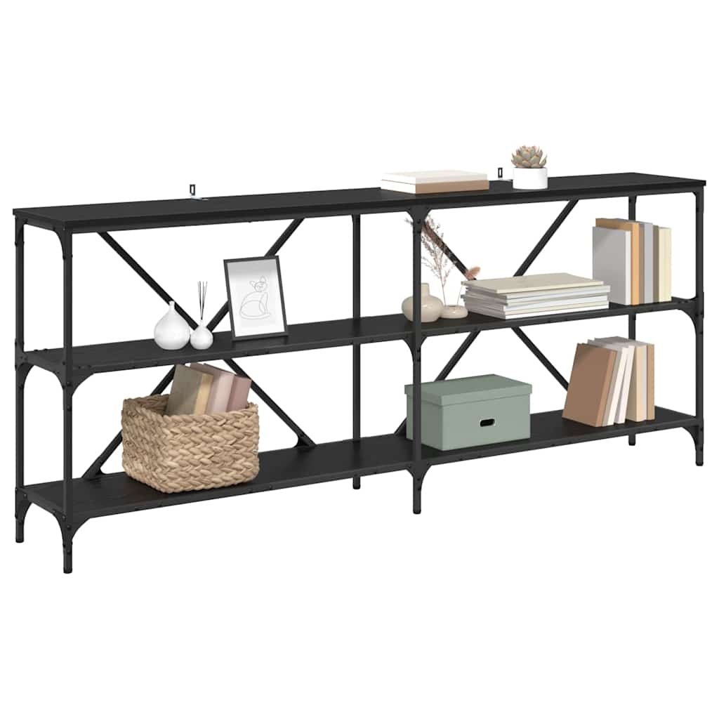 VidaXL Wandtafel met plank Zwart Eiken 180 x 30 x 75 cm Bewerkt hout