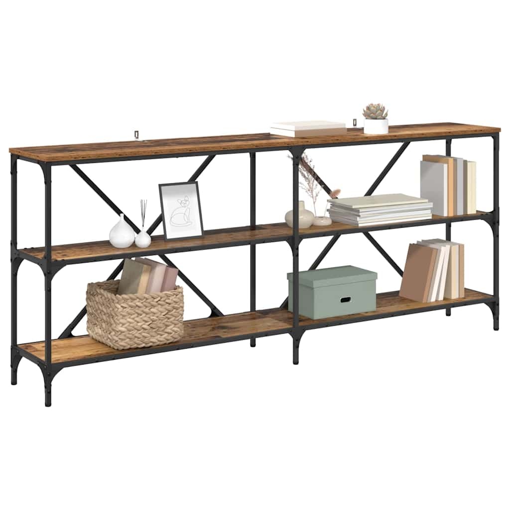 VidaXL Wandtafel met plank Oud Hout 180 x 30 x 75 cm Bewerkt hout