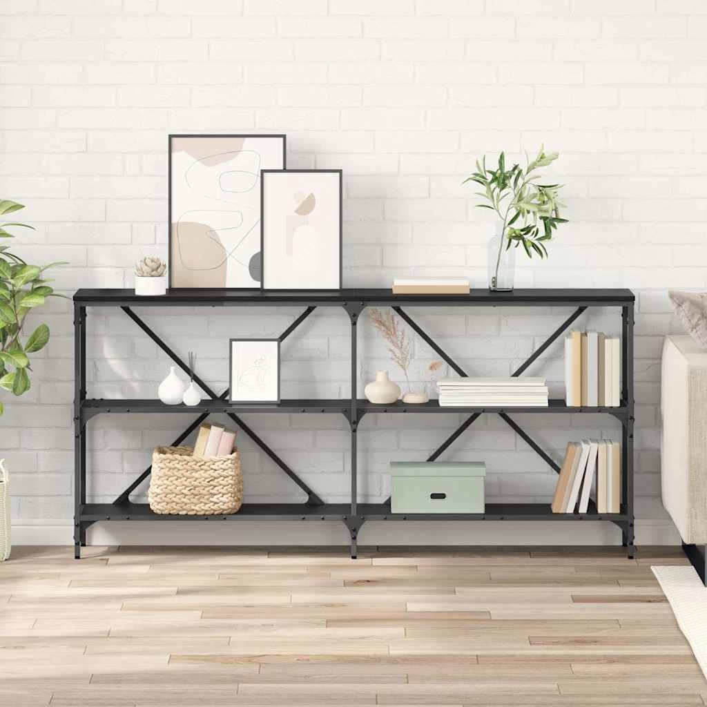 VidaXL Wandtafel met plank Zwart Eiken 160 x 30 x 75 cm Bewerkt hout