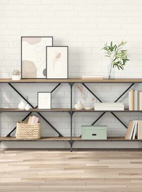 VidaXL Wandtafel met plank Artisan Eiken 160 x 30 x 75 cm Bewerkt hout