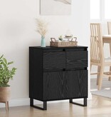 VidaXL Dressoir Zwart Eiken 60 x 35 x 70 cm Gemonteerd hout en ijzer