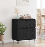 VidaXL Dressoir Zwart Eiken 60 x 35 x 70 cm Gemonteerd hout en ijzer