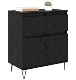 VidaXL Dressoir Zwart Eiken 60 x 35 x 70 cm Gemonteerd hout en ijzer