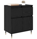 VidaXL Dressoir Zwart Eiken 60 x 35 x 70 cm Gemonteerd hout en ijzer