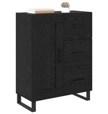 VidaXL Dressoir Zwart Eiken 69,5 x 34 x 90 cm Gemonteerd hout en ijzer