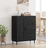 VidaXL Dressoir Zwart Eiken 69,5 x 34 x 90 cm Gemonteerd hout en ijzer