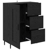 VidaXL Dressoir Zwart Eiken 69,5 x 34 x 90 cm Gemonteerd hout en ijzer