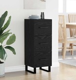 VidaXL Dressoir Zwart Eiken 34,5 x 34 x 90 cm Gemonteerd hout en ijzer