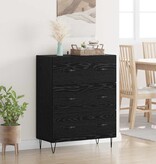 VidaXL Dressoir Zwart Eiken 69,5 x 34 x 90 cm Gemonteerd hout en ijzer